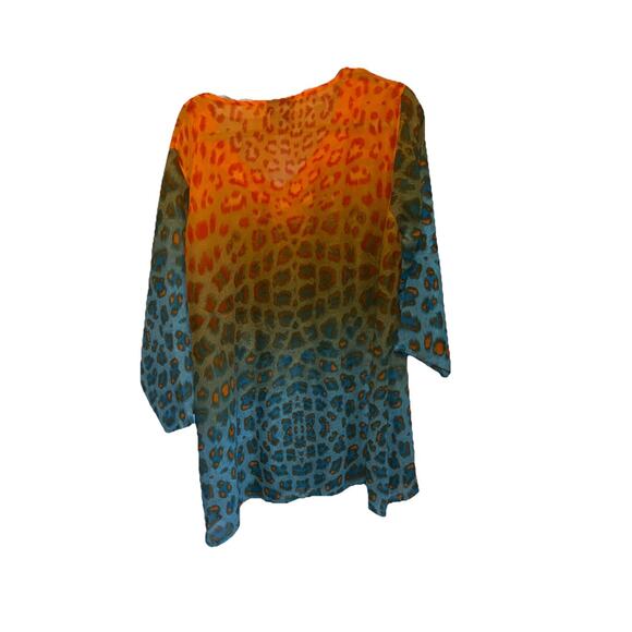 Aqua Blue Sz 3X Swim Coverup Embroidered Animal Print NWOT - Picture 2 of 9